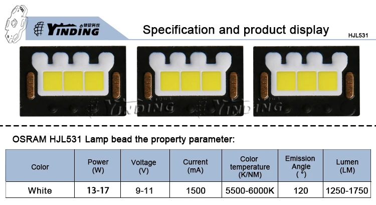 5 шт. OSRAM KW HJL531.TE 3570 17 Вт высокомощный автомобильный головной светильник светодиодный светильник 6000K холодный белый Автомобильный светодиодный светильник с двумя линзами