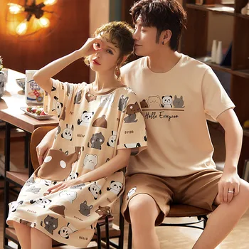 

Short sleeve cotton pajamas couple comfortable pajamas 2020 autumn and summer cartoon men's lazy men's casual pajamas