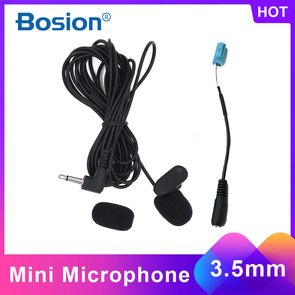 Radio con GPS para coche, Mini micrófono externo estéreo con conector de 3,5mm para PC, reproductor de DVD, Audio, Micro para Auto, DVD, 3 metros de largo