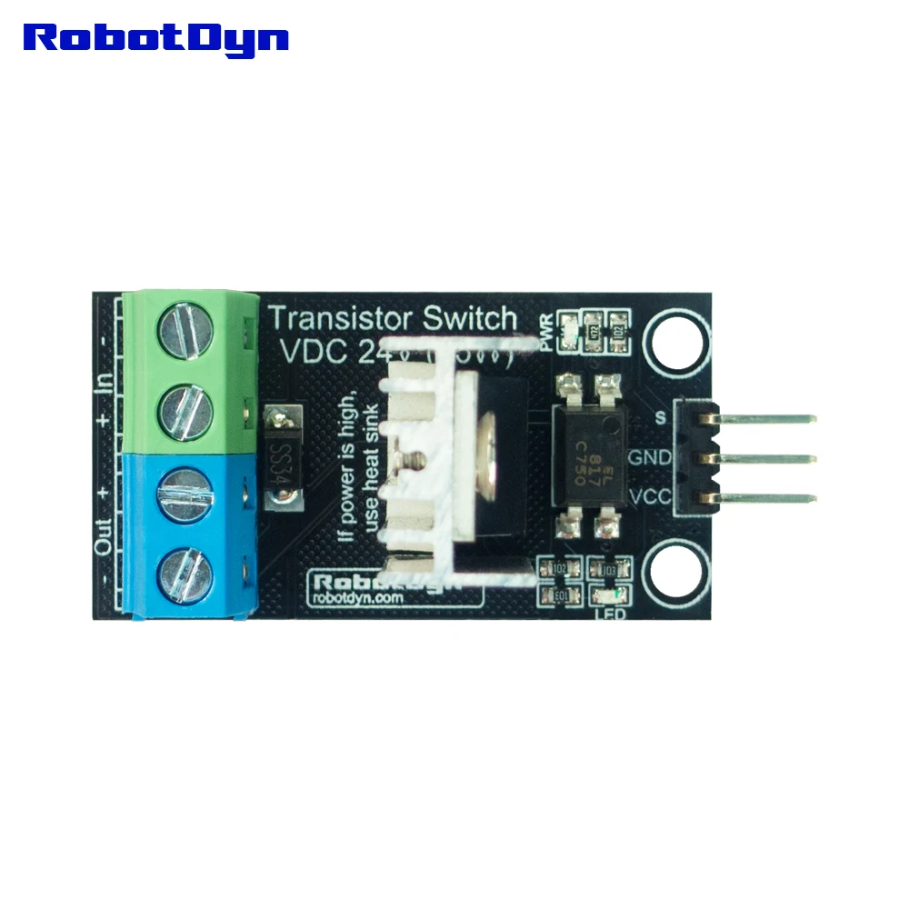 RobotDyn-транзистор MOSFET реле постоянного тока с нагревательной раковиной, 1 канал, 5 В логика, DC 24 В/30A совместим с Arduino для DIY проекта