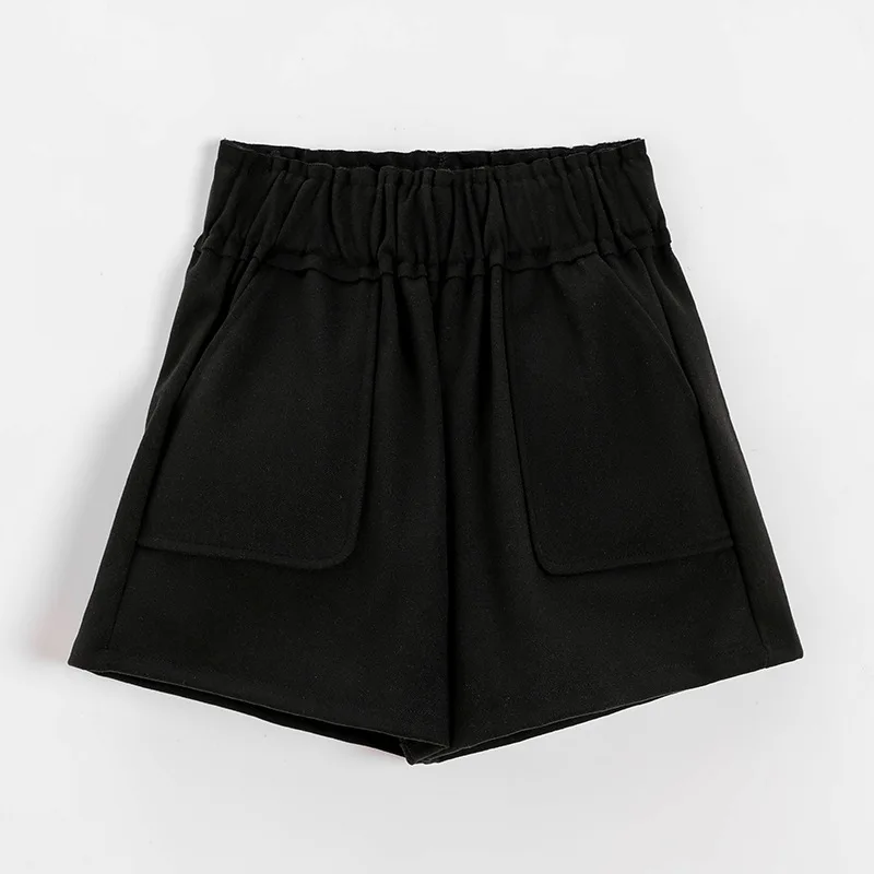 2021 New Spring Autumn British Style Woolen Casual Shorts Black Khaki Brown High Waist Casual Shorts for Woman Shorts short pants Shorts