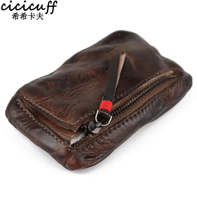Men's Coin Purse Vintage Mini Wallet Leather Card Wallet Change Bag