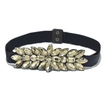 

Luxury Rhinestone Wide Elastic Bands Stretch Crystal Diamond Women Vintage Wasit Belt For Clothes Dress Accessories ( 70*2.5cm)