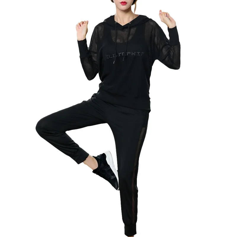 Для женщин с капюшоном женские футболки для йоги Черные Сетчатые спортивные Фитнес белая футболка для занятий спортом, быстросохнущая Blusa Esportiva Feminina Йога Tops1