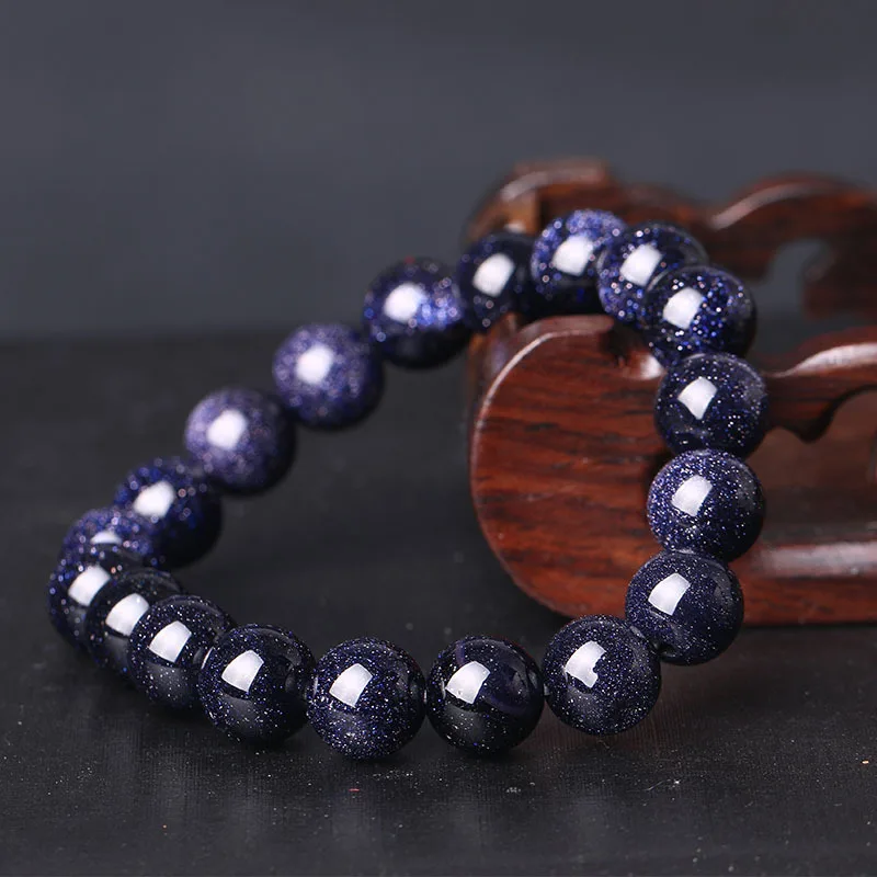 

Elegant Starry Sky Blue Sandstone Crystal Bracelet Charm Beaded Bracelet Blue Crystal Stone Men Women's Bracelet Jewelry Gifts
