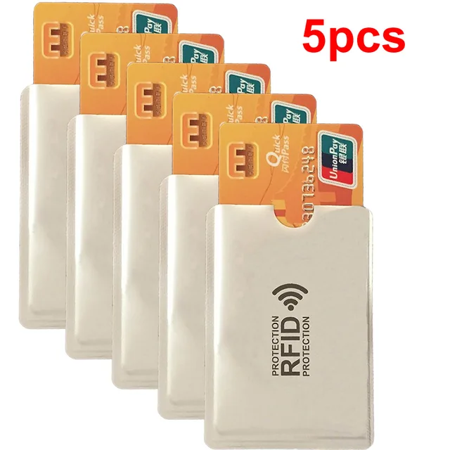 Men Anti Rfid Wallet Blocking Reader Lock Bank Card Holder Id Bank Card Case Protection Metal Credit NFC Holder Aluminium 6*9cm 5pcs