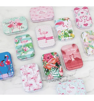 

1Pcs Small Flamingo Flip Candy Tin Box Cute Cartoon Mermaid Unicorn Storage Paper Clip Earrings Hand Account Sticker Box