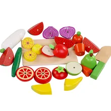 Juguetes de madera de simulación para cocina, serie Montessori, frutas y verduras cortadas, juego de simulación clásico, cultivo de interés