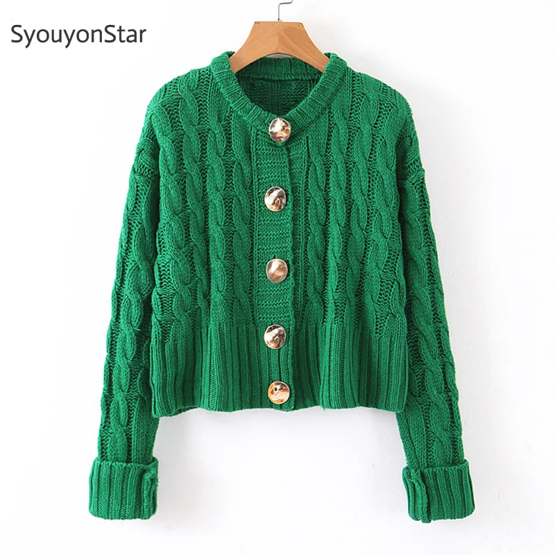 

SyouyonStar Women Solid Color Sweaters Autumn Winter Long Sleeve Single Breasted Cardigan 2019 Fashion Cardigans swetry damskie