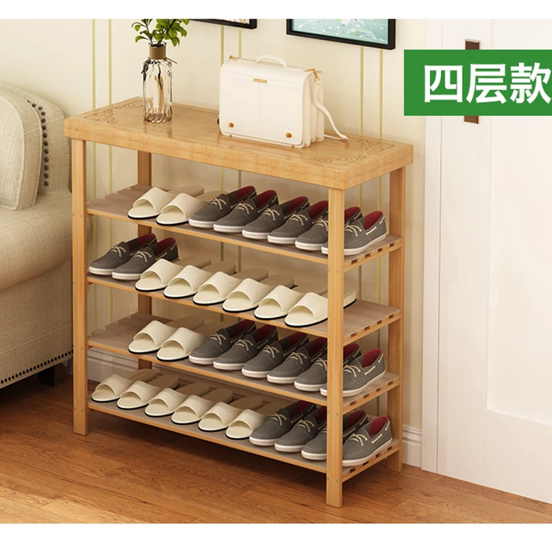 Shoe rack household solid wood economical simple shoe cabinet door multi-layer dustproof stool and modern | Мебель