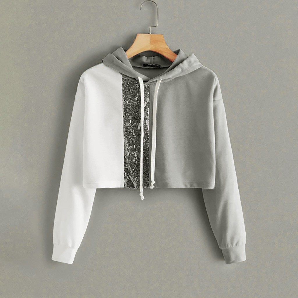 Sequined Patchwork Hoodie