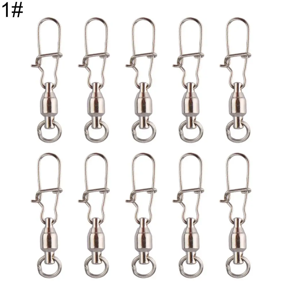 Stainless Steel with Snap Fishhook Lure Swivels Fishing Connector Pin Bearing Rolling Swivel Fishing Tackle 10Pcs,fishing swivels,fishing tools,fishing tool,fishing accessories,fishing tackle