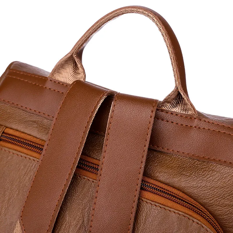 ZROM Студенческая сумка, повседневный кожаный рюкзак для девочек, Модный женский рюкзак с вышивкой, Овальный Одноцветный женский рюкзак