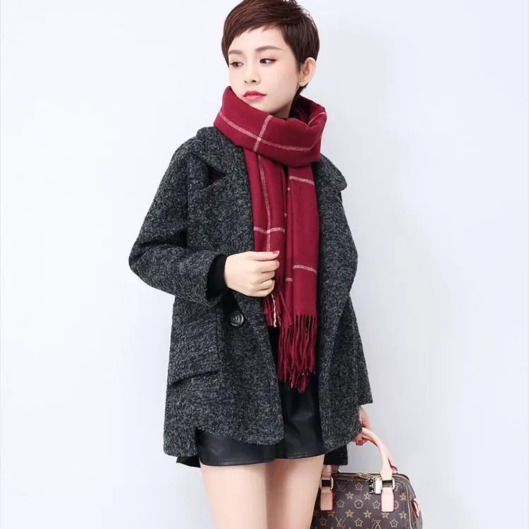 

Small man's woolen coat female Korean version 2018 winter new large size thick loose cape woolen temperament coat