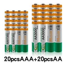 8~ 40 шт новая батарея AAA 1350 mAh aaa перезаряжаемая батарея NI-MH 1,2 V AA 1,2 V 3000mAh NI MH пальчиковые батарейки