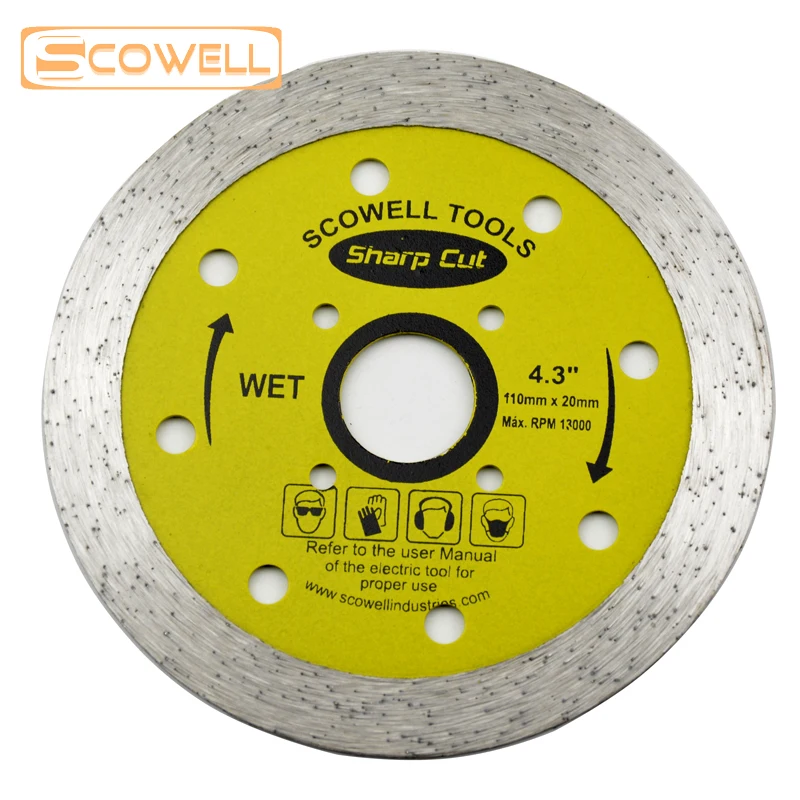 

1 Pack 4.3" Inch Diamond Cutting Disc Wet Tile Cutter Saw Blade For Brick Stone 110mm Diamond Type Blades Hot Pressed Concrete