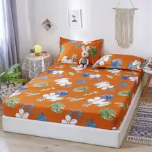 Bonenjoy 3本のベッドシートにゴムバンド花スタイル花プリントクイーンサイズボトムシート季節使用キングベッドカバー
