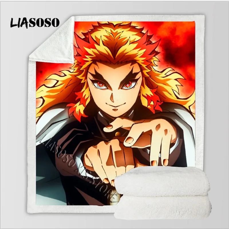 Постельные принадлежности одеяло 3D принт аниме Kimetsu no Yaiba шерпа флисовое Покрывало Диван тонкое одеяло путешествия Пикник Туризм одеяло s - Цвет: 13