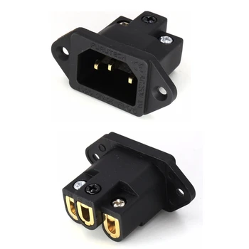 

2Pcs HIFI Power IEC Female Connector FI-06(G) Pure Copper Gold Plated AC IEC Inlet Socket