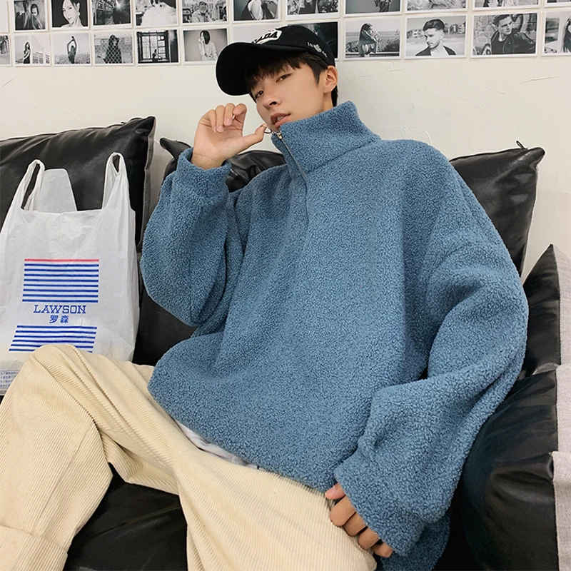 Мужская толстовка, зимний теплый пуловер, флисовая толстовка с капюшоном, верхняя одежда с длинным рукавом, Harajuku, Мужская толстовка, пуловер большого размера