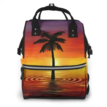 

Palm Tree Art Twilight Baby Nappy Changing Diaper Mummy Bag Maternity Backpack Bags Stroller Baby Care Waterproof Backpack