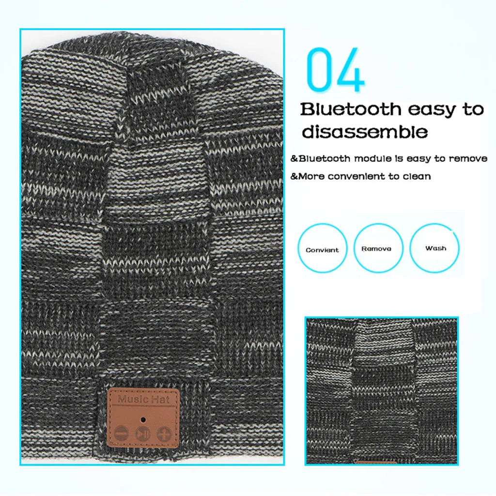 Мини Bluetooth EarbudsBluetooth Beanie шапка музыкальная вязаная шапка с громкой связью стерео Кепка Музыка беспроводные наушники Headset-L1023