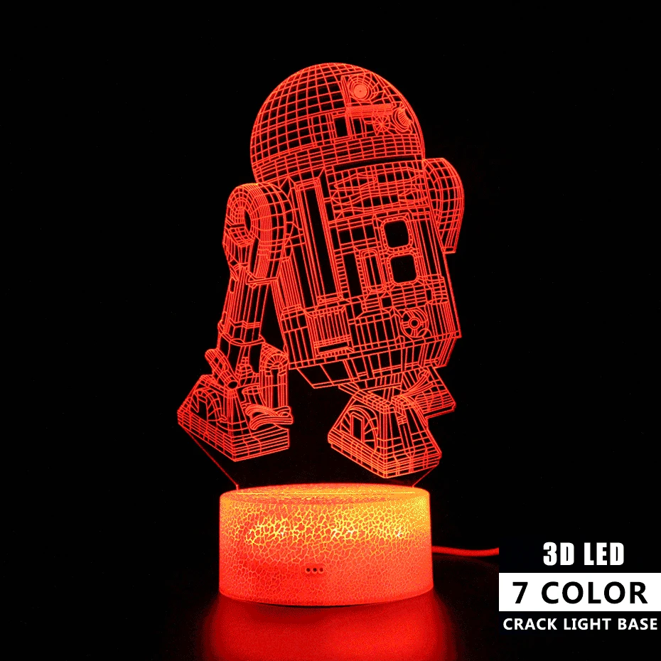 Star Wars R2D2 Projection Lamp Children Gifts Bedroom Remote Control Nightlight 3d Table Sleep Light Decoration