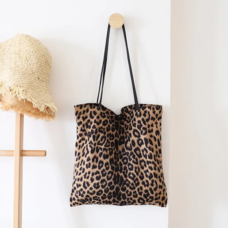 

PUOU 2020 Fashion New Women Bag Woman Handbags Leopard Casual Tote Shopping Bag Vintage One Shoulder Bags Woman Handbags