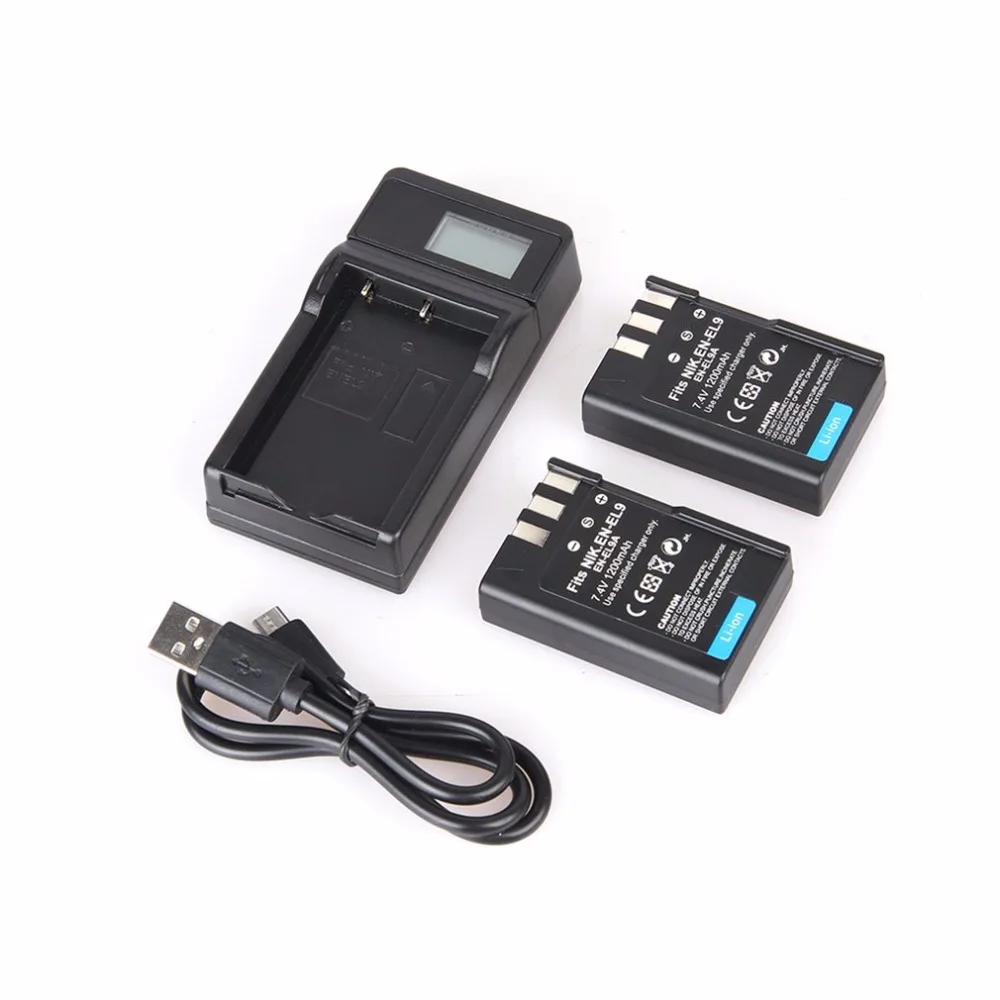 2 шт EN-EL9 7,4 V 1300mAh Сменный литий-ионный аккумулятор+ USB зарядное устройство для одной камеры с ЖК-дисплеем