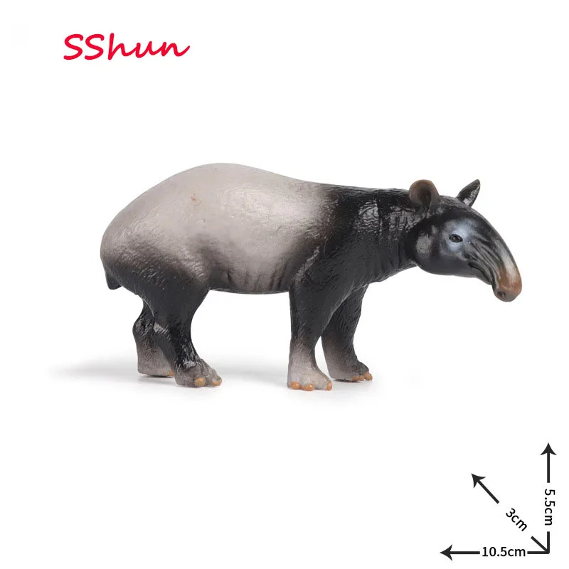 10,5*3*5,5 cm de simulación modelo de Animal salvaje sólido malayo Tapir Asia Tapir indio Tapir de los niños de juguete de plástico decoración figura