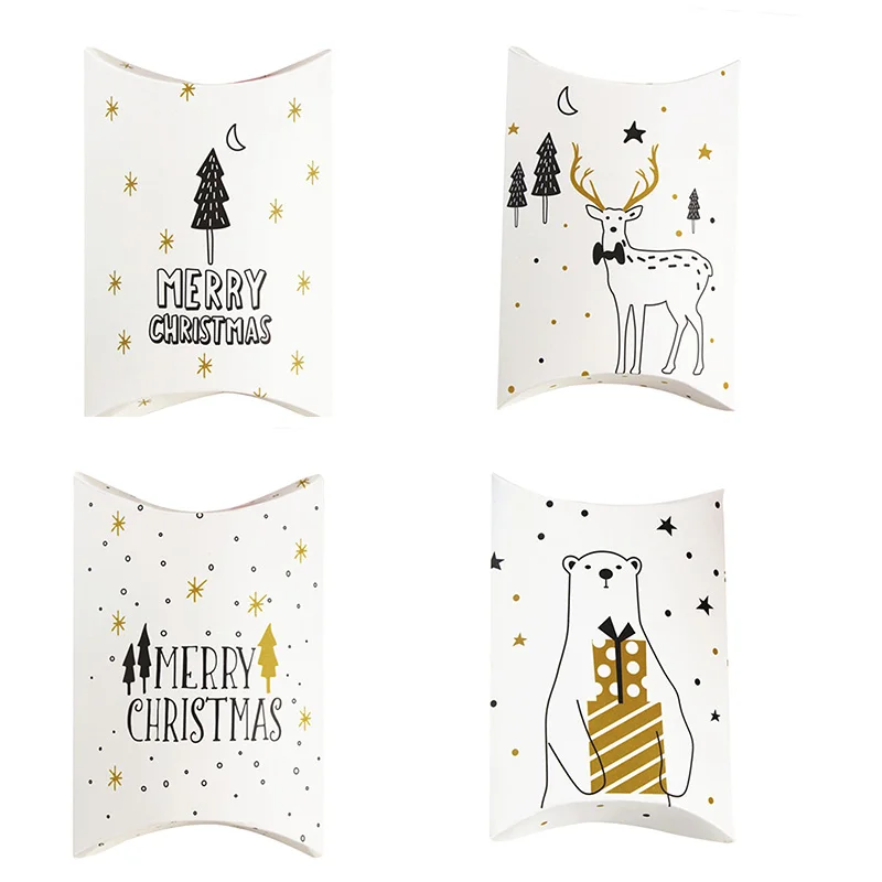 10Pcs/lot Deer&ampXmas Tree Printed Merry Christmas candy box gift Biscuit Wedding Favors for Party Supplies | Дом и сад
