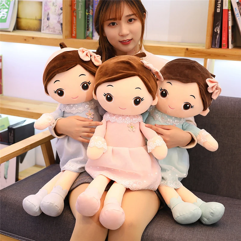 Большие Мягкие плюшевые куклы Kawaii для девочек 40 90 см с кружевом милые мягкие