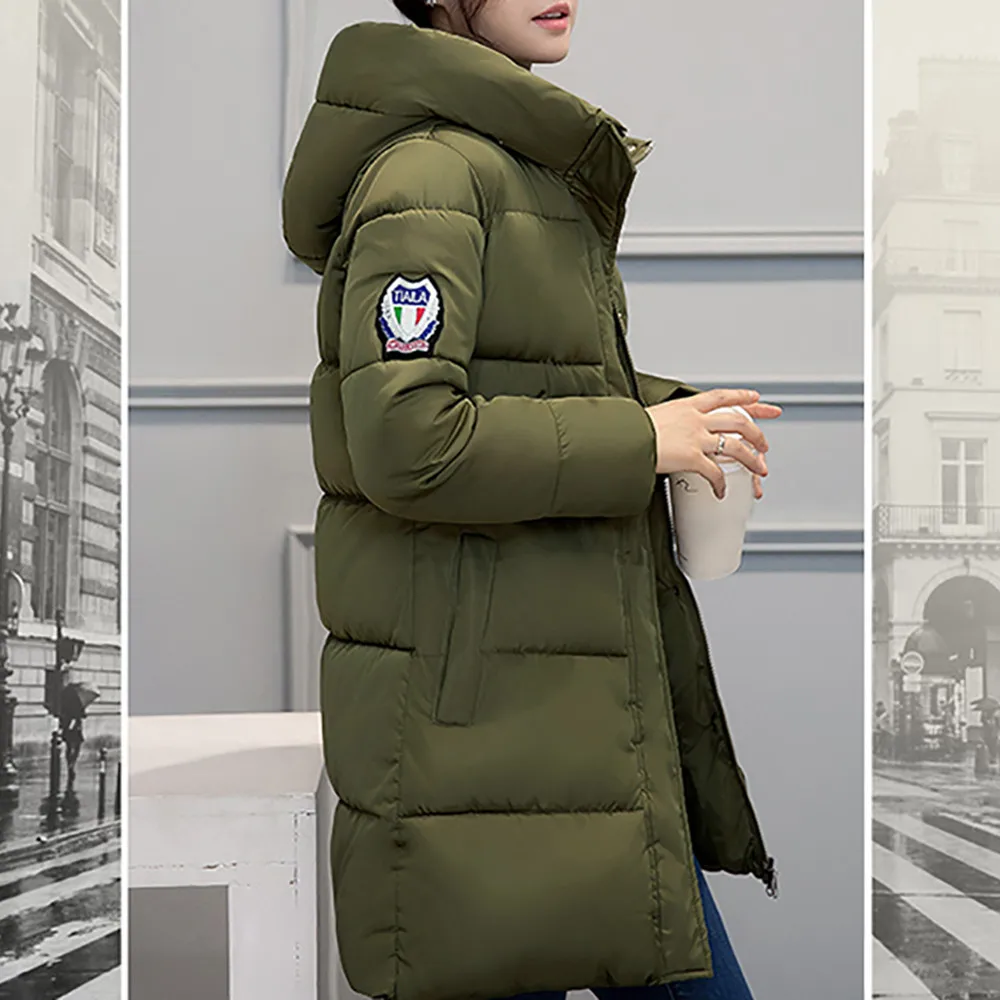 Новая зимняя куртка для женщин, повседневное плотное тонкое пальто, ультра-светильник, пуховик на молнии, длинная модная теплая Женская куртка, верхняя одежда 1115