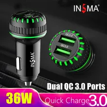 INSMA 36 Вт автомобильное зарядное устройство Быстрая зарядка двойной QC 3,0 USB быстрое зарядное устройство для iPhone Xiaomi Mi huawei samsung S9 S8 автомобильный быстрый адаптер