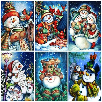 

Evershine 5D DIY Diamond Embroidery Snowman Rhinestone Picture Full Square Diamond Painting Cartoon Craft Kit Wall Decoration