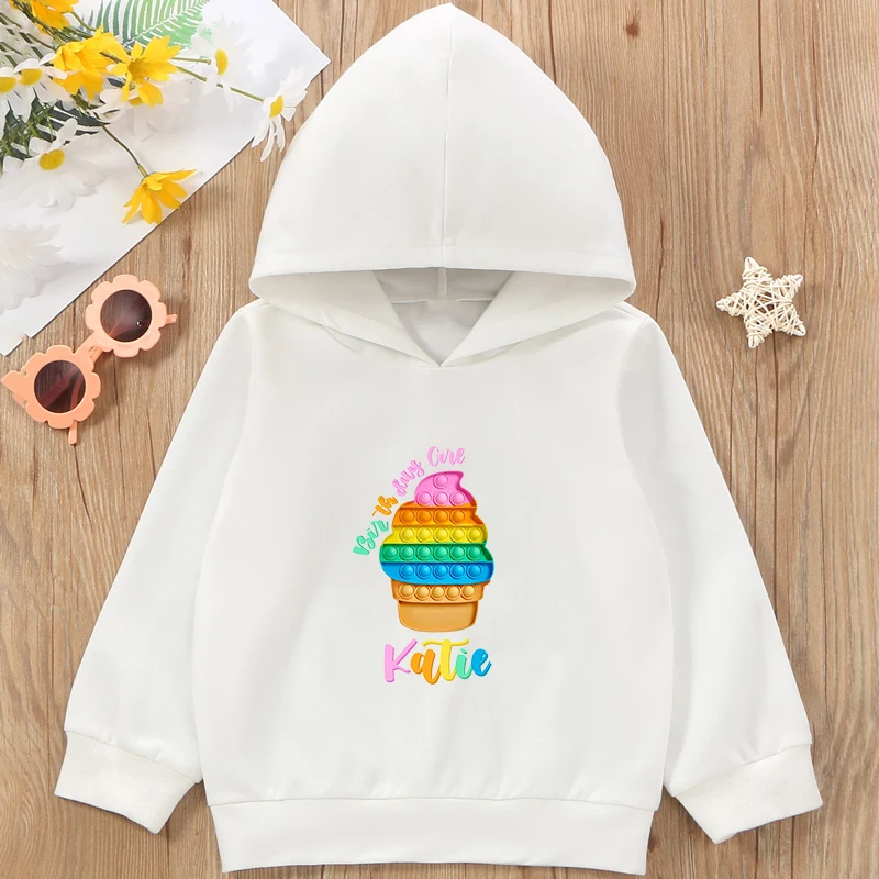 

New Girls oodies поп ит Pop /It Hoodie Love Ice Cream Child Clothes Fashion Clothing Long Sleeve Sweatshirt Harajuku Streetwear