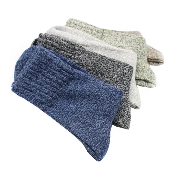 

5pairs Men Gift Home Breathable Stretch Daily Soft Autumn Winter Faux Wool Crew Socks Keep Warm Fashion Casual Cotton Blend