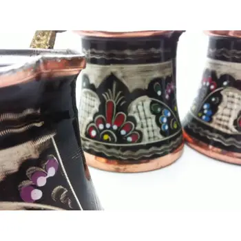 

Turkish Armenian Coffee Pot, Cezve,Hand made Copper Pot,decorated,painted