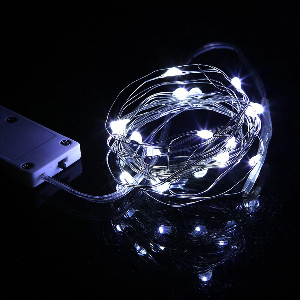 

5M LED String light Silver Wire Fairy warm white Garland Home Christmas Wedding Party Decoration Powered by Battery batter
