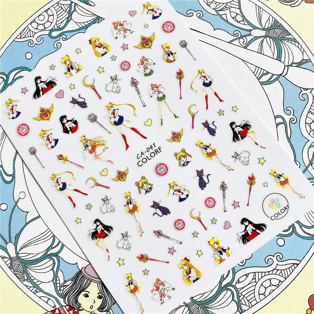 CA-008 CA-038 Cartoons Cat beautiful girl princess mouse 3D Back glue Nail Art Stickers Decals Sliders Nail ornament decoration