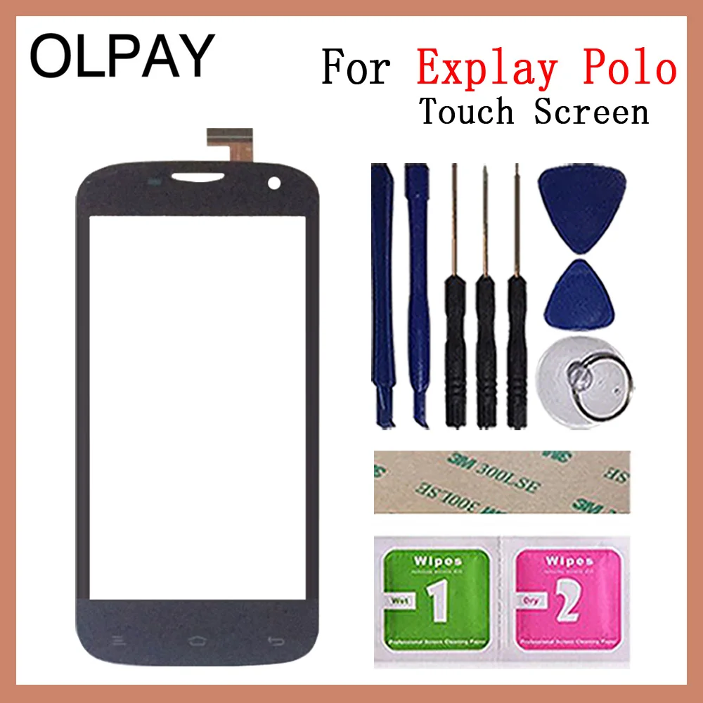 OLPAY 4.5'' New Mobile Phone TouchScreen For Explay Polo Touch Screen Digitizer Glass Lens Free Adhesive+Wipes