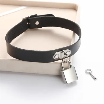 

Cool Lock choker collar women black gothic padlock choker necklace punk goth jewelry emo fashion accessiores