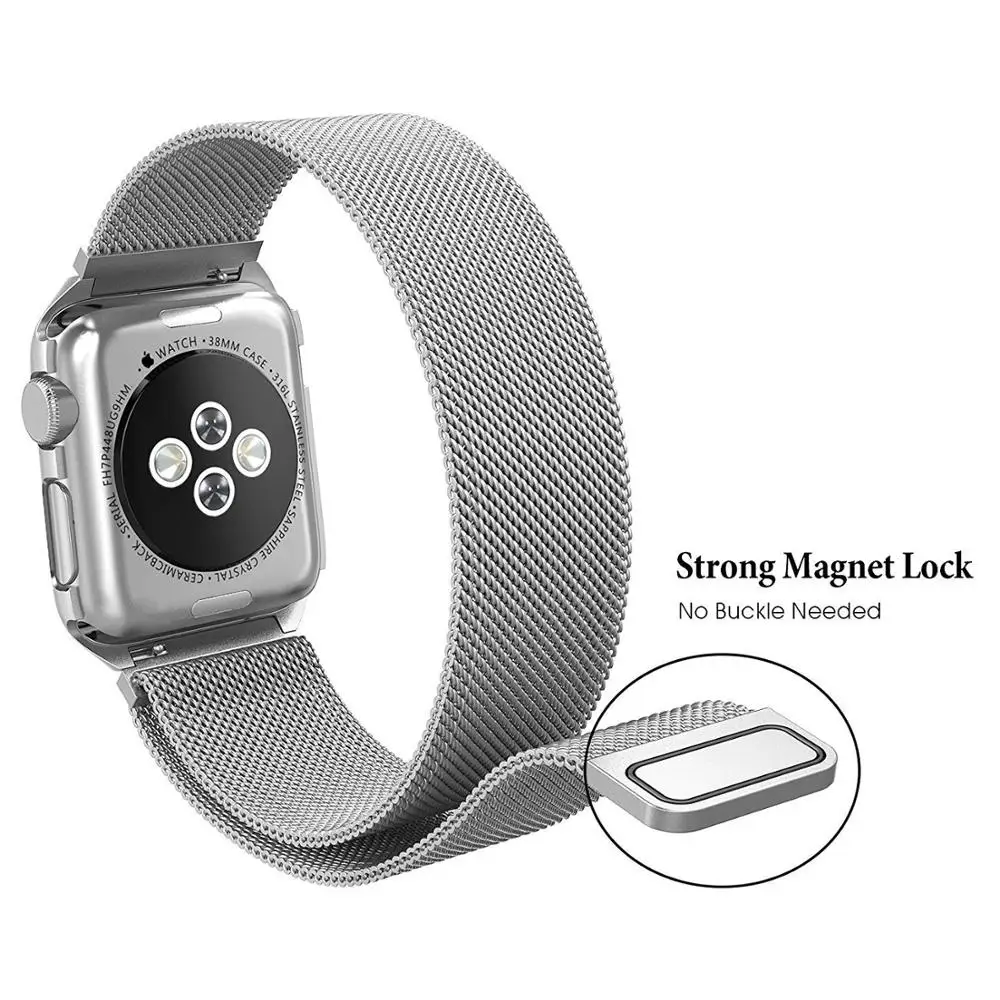 Миланский Браслет на петле для apple watch band serie 5 4 3 2 1 металлический защитный чехол Чехол браслет ремешок для iwatch 38/42/44/40 мм