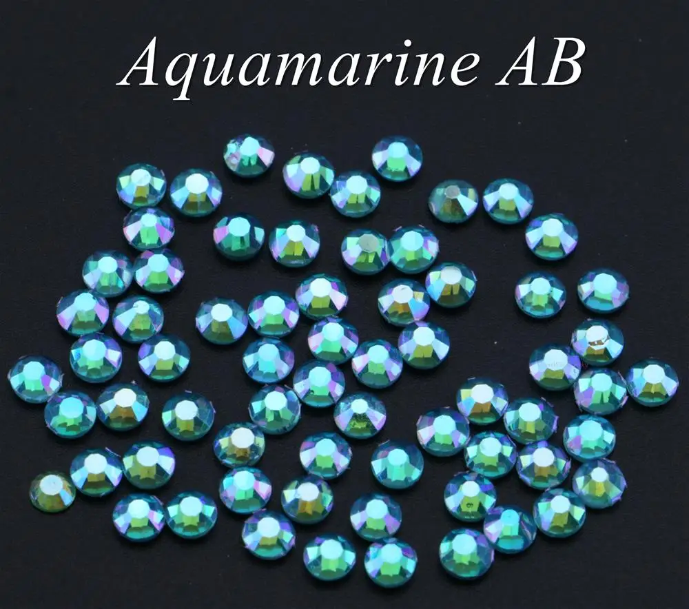 Стразы DMC для горячей фиксации всех цветов, SS6, SS10, SS16, SS20, SS30, стеклянные кристаллы, камни для горячей фиксации, приклеиваемые утюгом с плоским основанием - Цвет: Aquamarine AB
