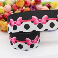 Лента для волос, 10 ярдов, 1 дюйм (25 мм)/1,5 дюйма, 38 мм, с принтом в горошек и бантом, ленты для мультфильмов, аксессуары для волос, WQ14072610 - изображение