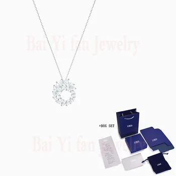 

Fashion SWA New LOUISON PENDANT NECKLACE Fresh Frosted Winter Leaves Decoration White Gold Necklace Female Romantic Jewelry Gift