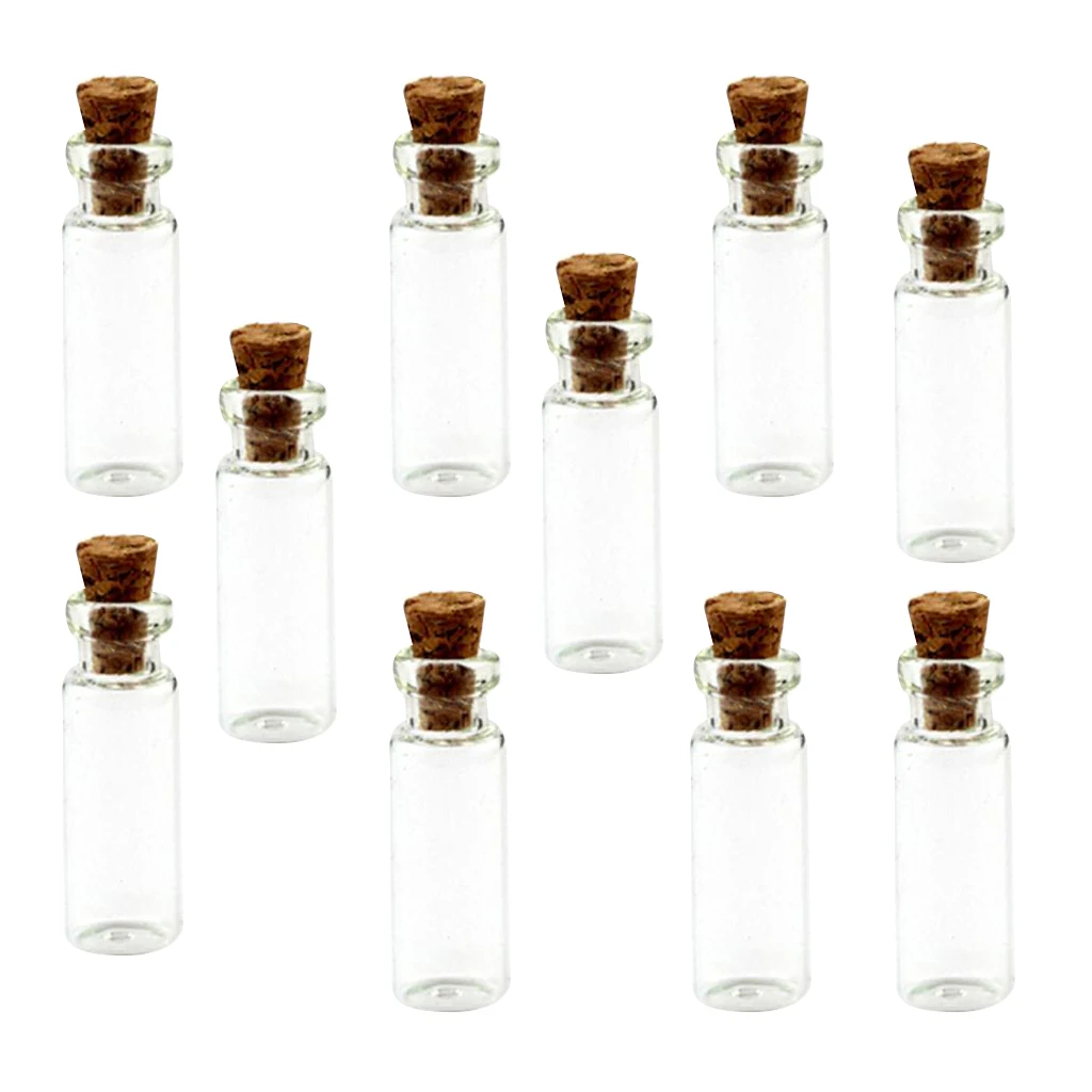 10Pcs Clear Glass Vials Empty Wishing Bottles Charms Necklace Pendant DIY Crafts
