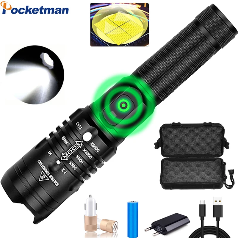 

Super Bright LED Flashlight Powerful USB Rechargeable Torch Zoomable Flashlight Use 18650 Battery with USB Cable