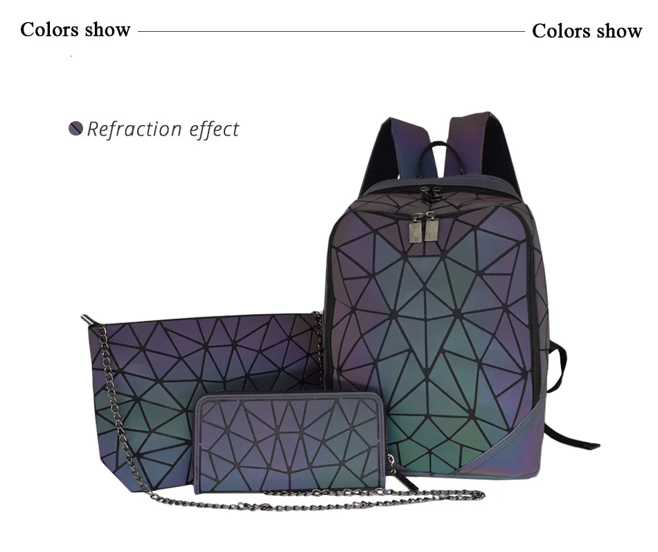 Women Backpack School Set Luminous 