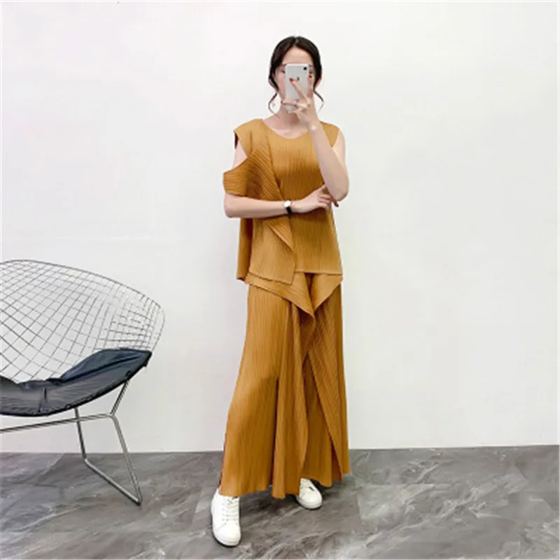B Miyake складывающийся костюм весна, необычный Топ, повседневные Прямые брюки двухсекционная Высококачественная женская одежда clothes платье юбка платья для девочек эльза - Цвет: B